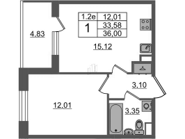 2 ккв (Евро) № 363 Корп.: 6.3 , Секция 6  в ЖК Парадный ансамбль