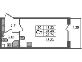 Студия № 115 Корп.: 6.5 , Секция 2  в ЖК Парадный ансамбль