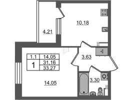 1 ккв № 377 Корп.: 7.13 , Секция 6  в ЖК Парадный ансамбль