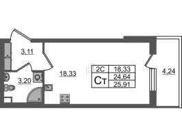 Студия № 8 Корп.: 7.7 , Секция 1  в ЖК Парадный ансамбль