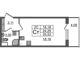 Студия № 38 Корп.: 6.7 , Секция 1  в ЖК Парадный ансамбль