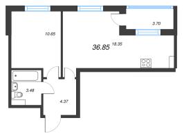 2 ккв (Евро) № 127 Корп.: 6.1 , Секция 2  в ЖК Парадный ансамбль