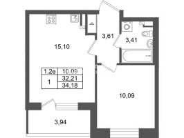 2 ккв (Евро) № 345 Корп.: 8.6 , Секция 1.7  в ЖК Парадный ансамбль