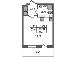 Студия № 207 Корп.: 6.3 , Секция 3  в ЖК Парадный ансамбль