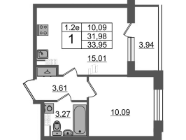 2 ккв (Евро) № 48 Корп.: 6.7 , Секция 1  в ЖК Парадный ансамбль