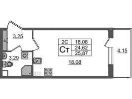 Студия № 277 Корп.: 6.5 , Секция 4  в ЖК Парадный ансамбль