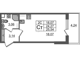 Студия № 412 Корп.: 6.5 , Секция 6  в ЖК Парадный ансамбль