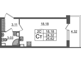 Студия № 47 Корп.: 7.11 , Секция 1  в ЖК Парадный ансамбль