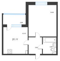1 ккв № 158 Корп.: 8.2 , Секция 3  в ЖК Парадный ансамбль