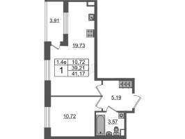 2 ккв (Евро) № 12 Корп.: 7.10 , Секция 1  в ЖК Парадный ансамбль