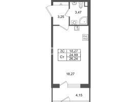 Студия № 450 Корп.: 8.1 , Секция 1.9  в ЖК Парадный ансамбль