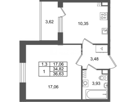 1 ккв № 860 Корп.: 8.1 , Секция 2.4  в ЖК Парадный ансамбль