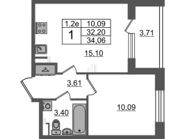 2 ккв (Евро) № 97 Корп.: 6.5 , Секция 2  в ЖК Парадный ансамбль