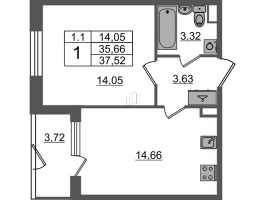 1 ккв № 87 Корп.: 6.5 , Секция 2  в ЖК Парадный ансамбль