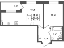 2 ккв (Евро) № 30 Корп.: 8.5 , Секция 1  в ЖК Парадный ансамбль