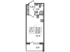 Студия № 72 Корп.: 6.5 , Секция 1  в ЖК Парадный ансамбль