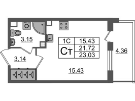 Студия № 91 Корп.: 7.8 , Секция 2  в ЖК Парадный ансамбль