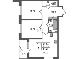 3 ккв (Евро) № 137 Корп.: 6.6 , Секция 3  в ЖК Парадный ансамбль