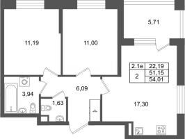 3 ккв (Евро) № 2 Корп.: 8.3 , Секция 1  в ЖК Парадный ансамбль