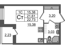 Студия № 136 Корп.: 6.5 , Секция 2  в ЖК Парадный ансамбль