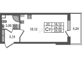Студия № 157 Корп.: 7.9 , Секция 3  в ЖК Парадный ансамбль