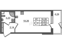Студия № 366 Корп.: 7.13 , Секция 6  в ЖК Парадный ансамбль