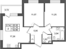3 ккв (Евро) № 18 Корп.: 8.5 , Секция 1  в ЖК Парадный ансамбль