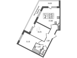 3 ккв (Евро) № 293 Корп.: 1.1 , Секция 5  в ЖК Парадный ансамбль