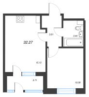 2 ккв (Евро) № 81 Корп.: 6.1 , Секция 2  в ЖК Парадный ансамбль