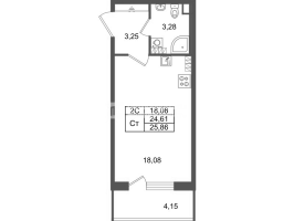 Студия № 435 Корп.: 8.1 , Секция 1.8  в ЖК Парадный ансамбль