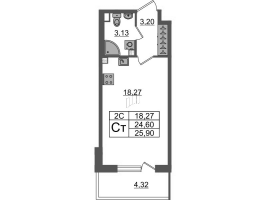 Студия № 136 Корп.: 7.10 , Секция 3  в ЖК Парадный ансамбль