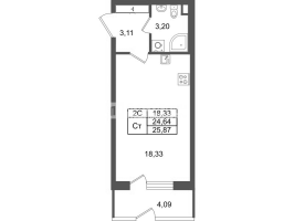 Студия № 74 Корп.: 8.4 , Секция 2  в ЖК Парадный ансамбль