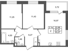3 ккв (Евро) № 699 Корп.: 8.1 , Секция 2.1  в ЖК Парадный ансамбль
