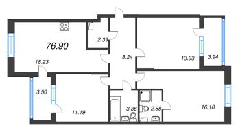 4 ккв (Евро) № 196 Корп.: 8.2 , Секция 4  в ЖК Парадный ансамбль