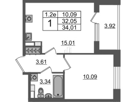 2 ккв (Евро) № 42 Корп.: 7.10 , Секция 1  в ЖК Парадный ансамбль