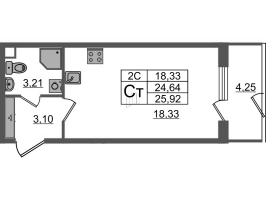 Студия № 79 Корп.: 6.5 , Секция 2  в ЖК Парадный ансамбль