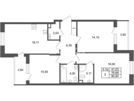 4 ккв (Евро) № 145 Корп.: 8.6 , Секция 1.3  в ЖК Парадный ансамбль