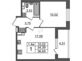 2 ккв (Евро) № 131 Корп.: 7.10 , Секция 3  в ЖК Парадный ансамбль