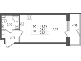 Студия № 572 Корп.: 8.1 , Секция 1.11  в ЖК Парадный ансамбль