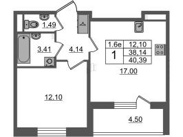 2 ккв (Евро) № 234 Корп.: 6.3 , Секция 4  в ЖК Парадный ансамбль