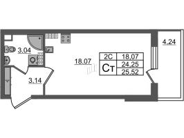 Студия № 414 Корп.: 7.13 , Секция 6  в ЖК Парадный ансамбль