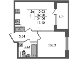 2 ккв (Евро) № 412 Корп.: 6.3 , Секция 7  в ЖК Парадный ансамбль