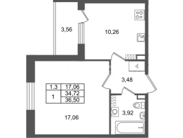 1 ккв № 603 Корп.: 8.1 , Секция 1.11  в ЖК Парадный ансамбль