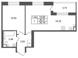 2 ккв (Евро) № 226 Корп.: 6.1 , Секция 4  в ЖК Парадный ансамбль