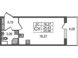 Студия № 169 Корп.: 6.5 , Секция 3  в ЖК Парадный ансамбль