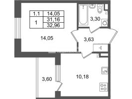 1 ккв № 311 Корп.: 8.1 , Секция 1.7  в ЖК Парадный ансамбль