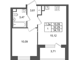 2 ккв (Евро) № 69 Корп.: 8.6 , Секция 1.2  в ЖК Парадный ансамбль