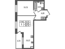 2 ккв (Евро) № 93 Корп.: 7.7 , Секция 3  в ЖК Парадный ансамбль