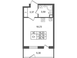Студия № 385 Корп.: 8.6 , Секция 2.1  в ЖК Парадный ансамбль