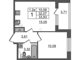2 ккв (Евро) № 175 Корп.: 6.6 , Секция 3  в ЖК Парадный ансамбль